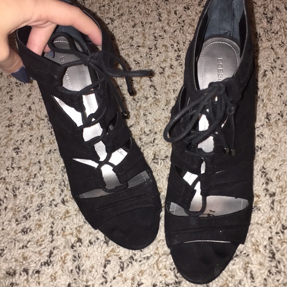 BCBG Generation black lace up heels - Picture 2 of 4
